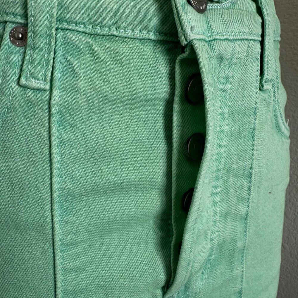 Etica | NWT High Waisted Green Denim Mini Skirt Size 25" - Picture 8 of 11